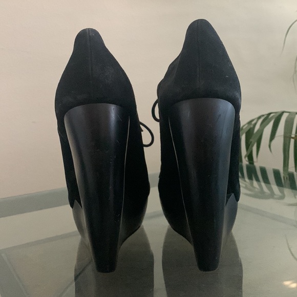 ALAIA PARIS Black Lace Up Wedge Sculptured Compensee Veau Shoes - Picture 8 of 14